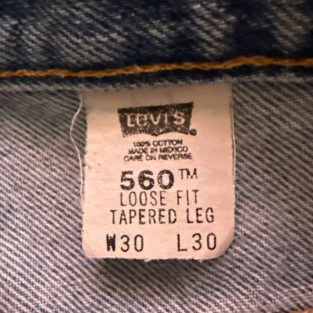 VTG Y2k Levi's 560 Jeans Mens Size 30x30 Blue Loose Fit Tapered Leg Denim Skater